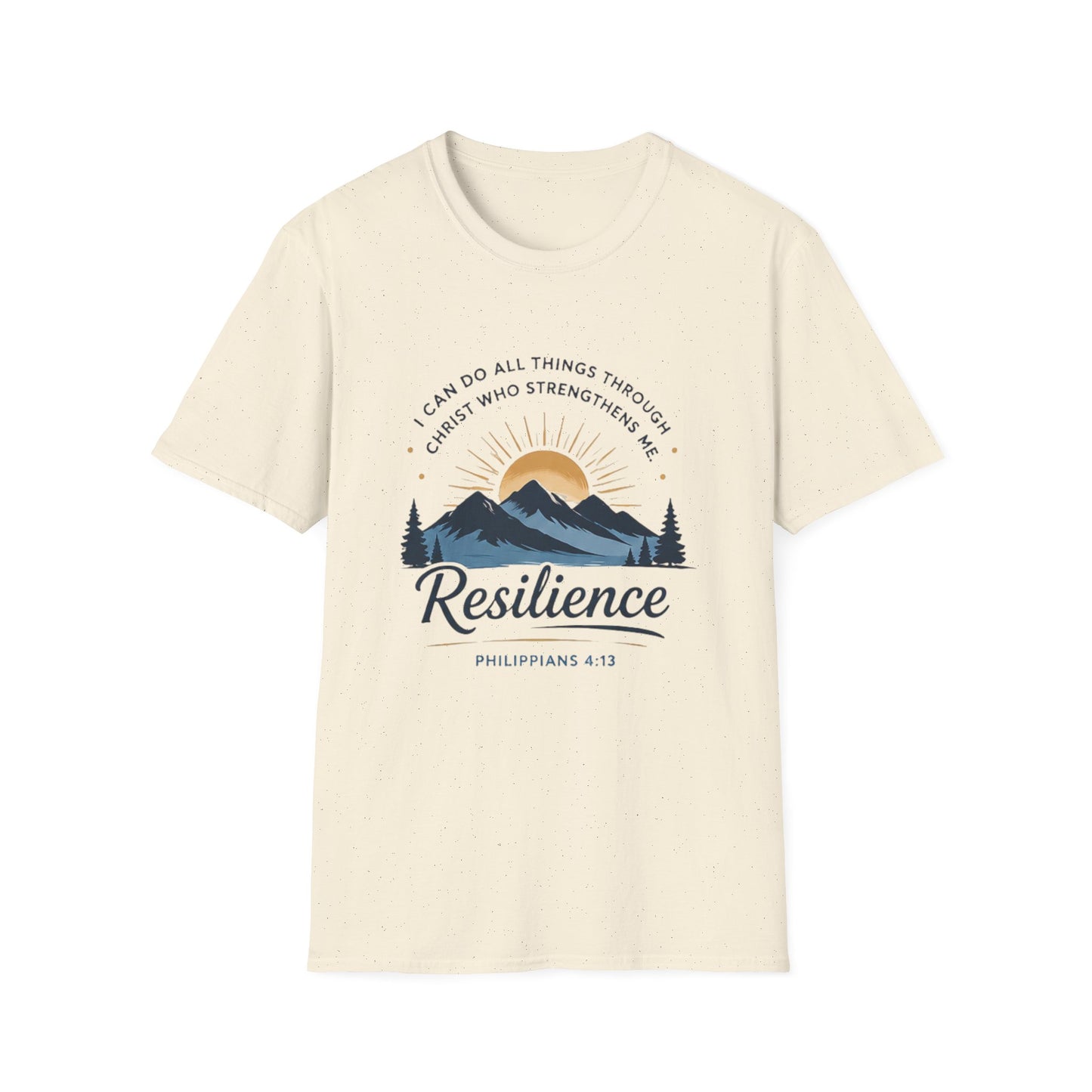 Resilience Mountain T‑Shirt — "I Can Do All Things Through Christ" Inspirational Christian Tee