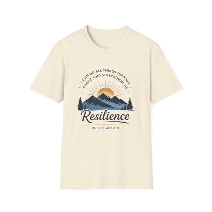 Resilience Mountain T‑Shirt — "I Can Do All Things Through Christ" Inspirational Christian Tee