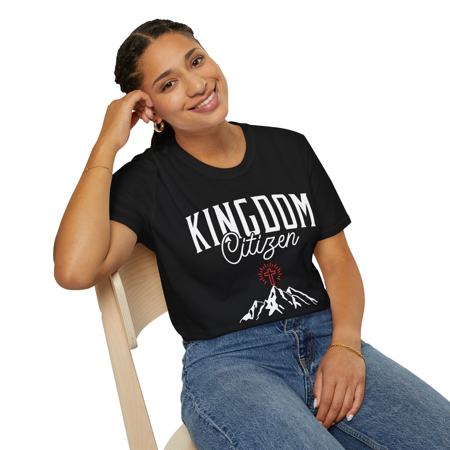 Kingdom Citizen Unisex Softstyle T-Shirt - Faith-Inspired Mountain Design