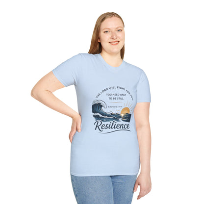 Resilience T-Shirt — "The Lord Will Fight for You" Exodus 14:14 Christian Tee