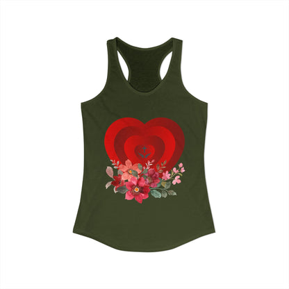 Floral Heart Women's Racerback Tank - Perfect for Summer & Fitness