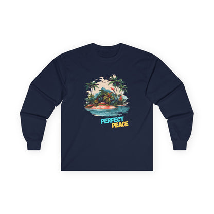 Long Sleeve Tee — Tropical Island 'Perfect Peace' Graphic