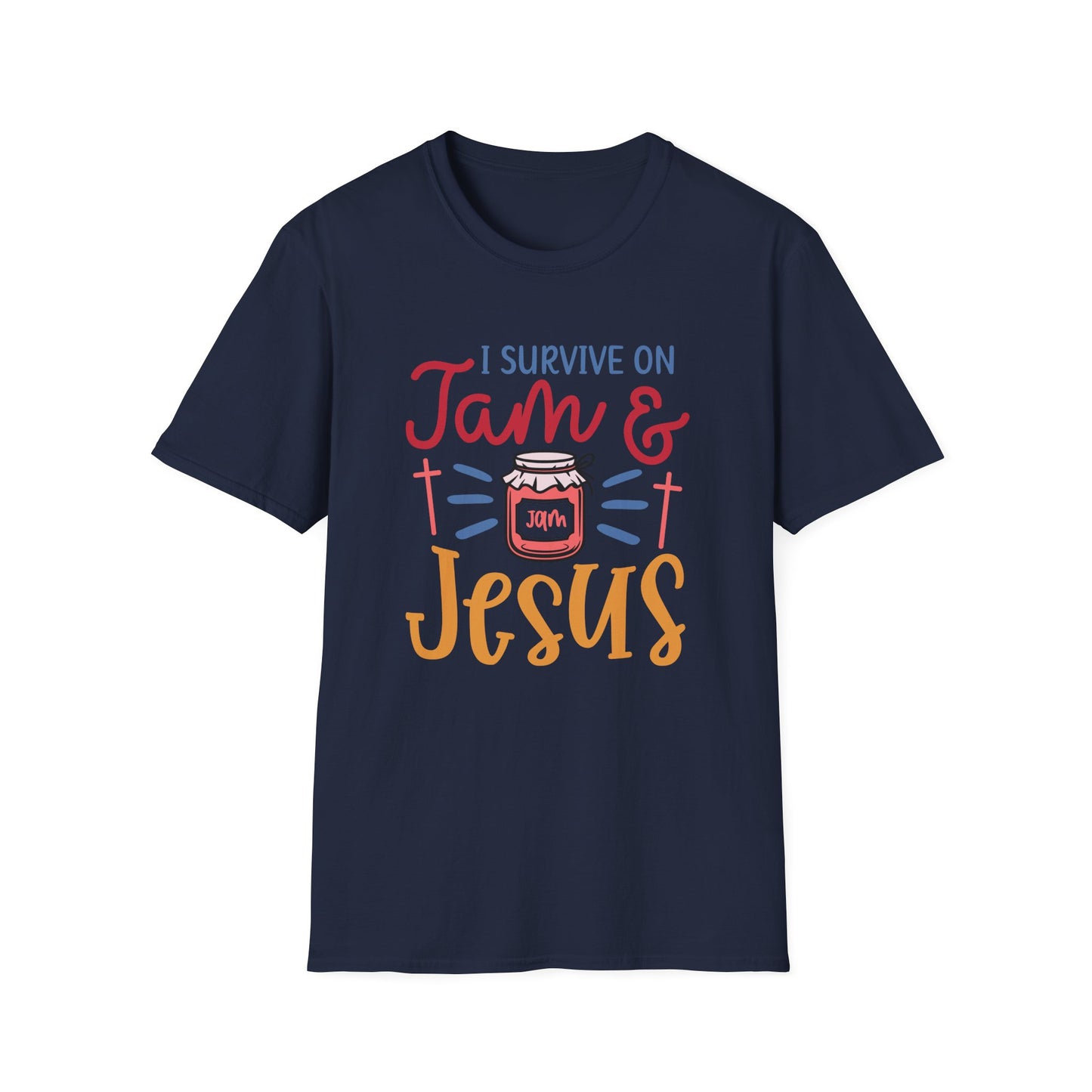 Jam & Jesus T-Shirt — I Survive on Jam & Jesus Christian Faith Tee