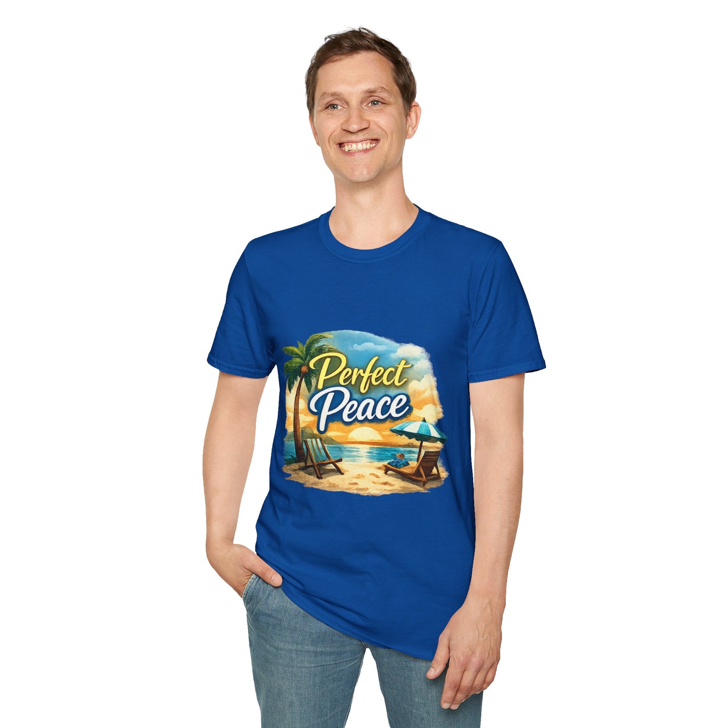 Perfect Peace Beach T-Shirt — Tropical Palm Sunset Graphic Tee