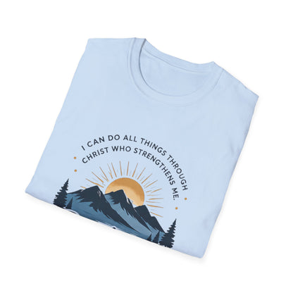 Resilience Mountain T‑Shirt — "I Can Do All Things Through Christ" Inspirational Christian Tee