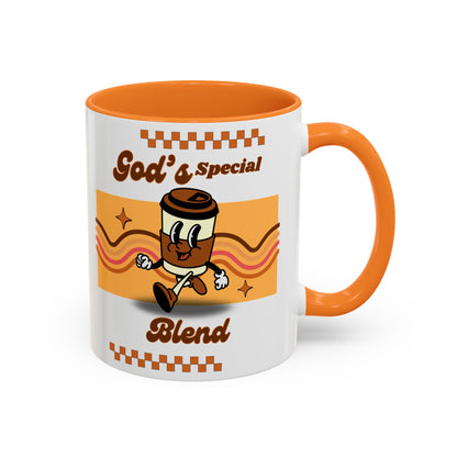 Colorful Coffee Mug with God's Special Blend Design, Unique Gift for Coffee Lovers, Fun Kitchenware, Retro Style Mug, Creative Collectible