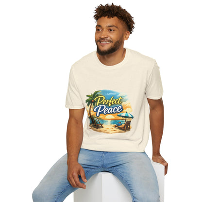 Perfect Peace Beach T-Shirt — Tropical Palm Sunset Graphic Tee