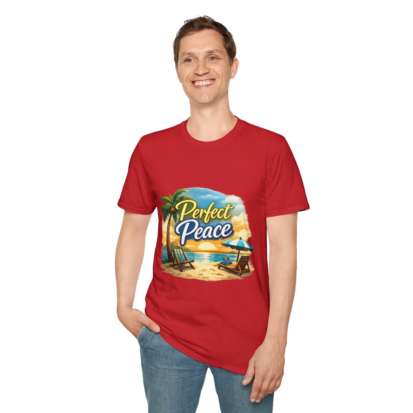 Perfect Peace Beach T-Shirt — Tropical Palm Sunset Graphic Tee