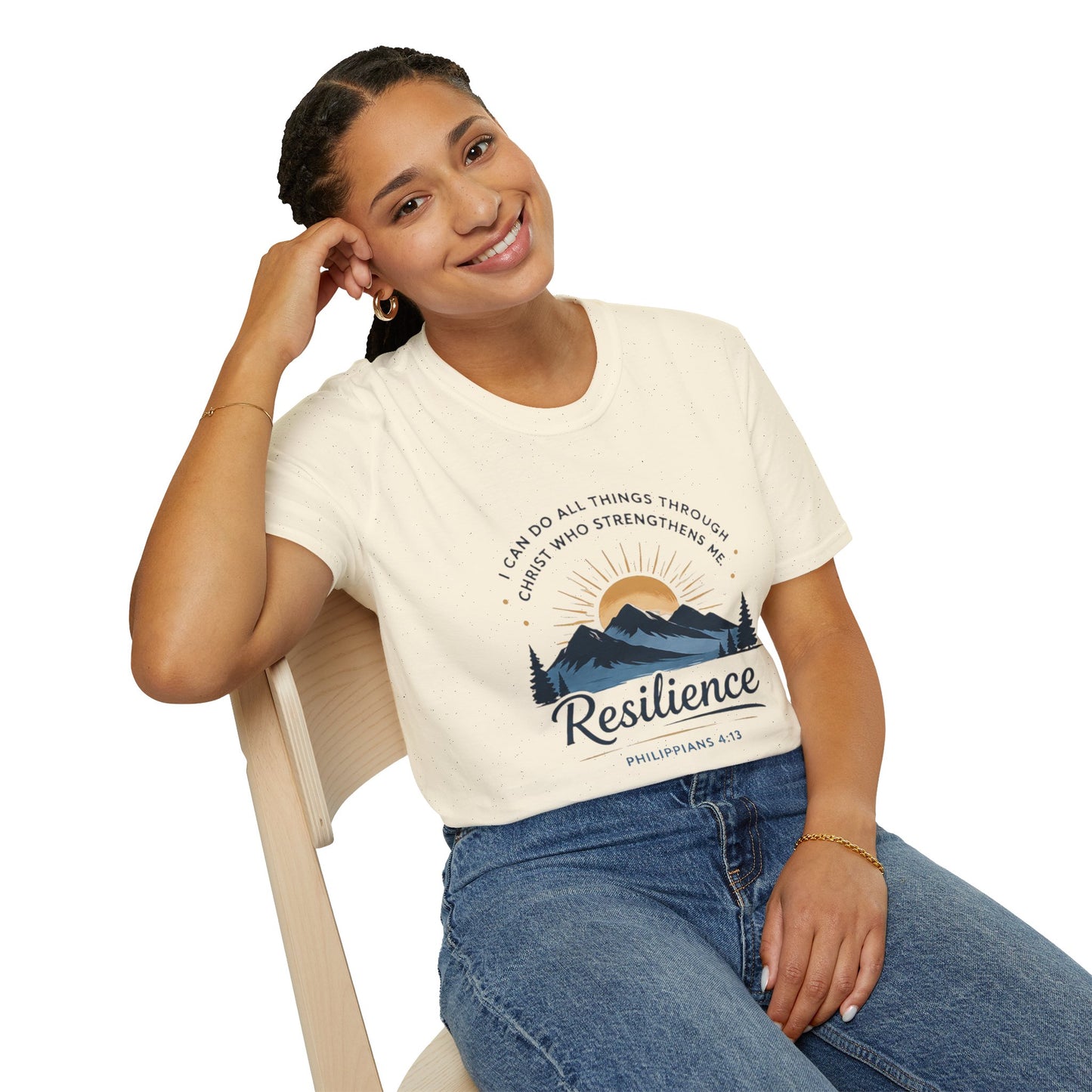 Resilience Mountain T‑Shirt — "I Can Do All Things Through Christ" Inspirational Christian Tee