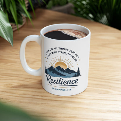 Resilience Mountain Ceramic Mug — Inspirational Camping Coffee Cup (11oz & 15oz)