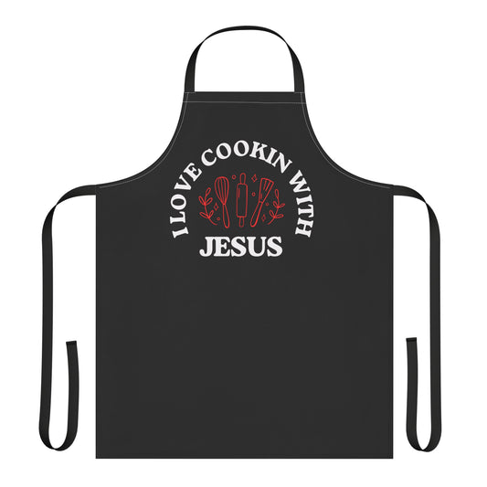 I Love Cookin' with Jesus Apron - 5-Color Straps