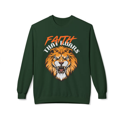 Lion Graphic Sweatshirt — "Faith That Roars" Bold Christian Crewneck