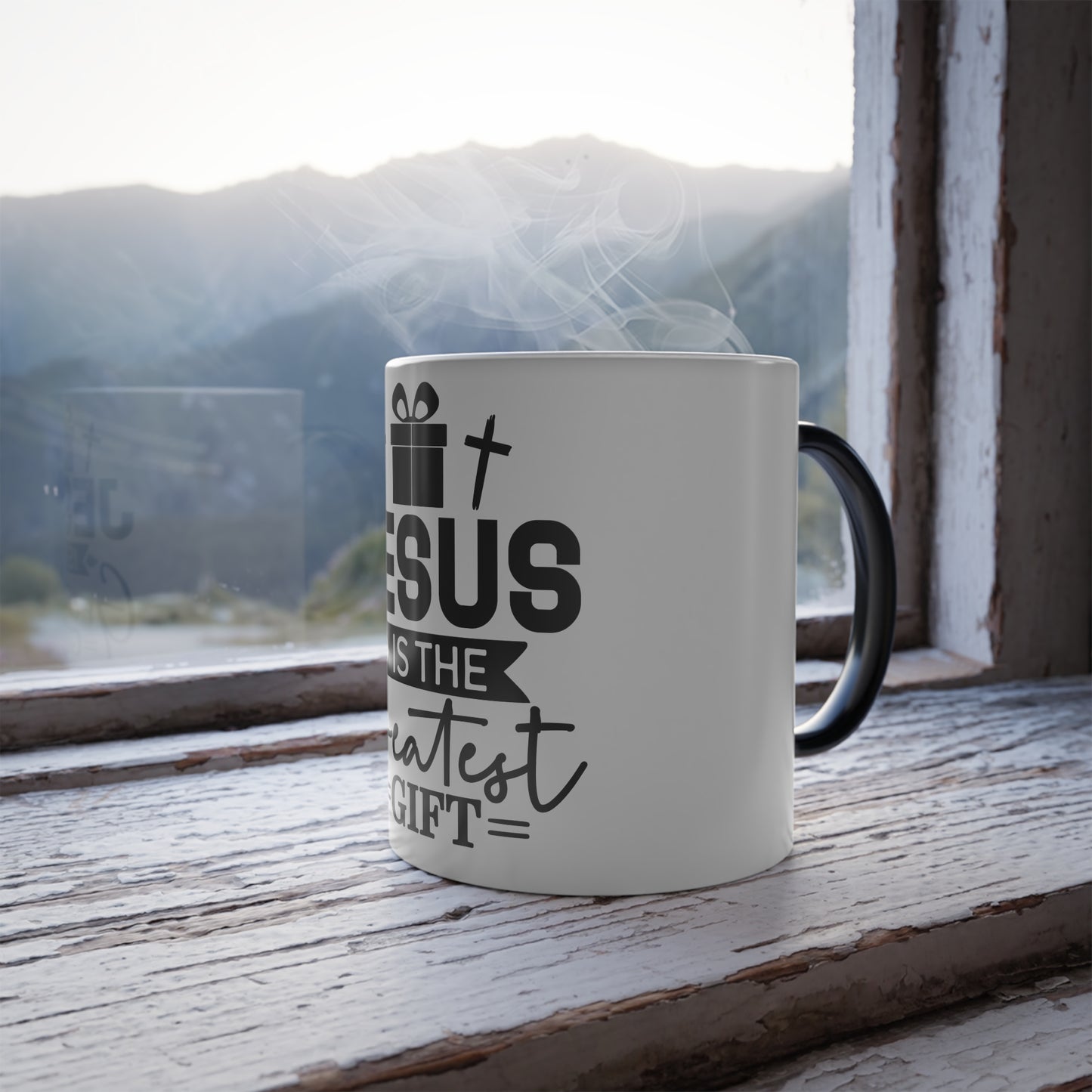 Color‑Changing Mug — "Jesus Is the Greatest Gift" Christian Coffee Cup, 11 oz (Holiday/Christmas Gift)