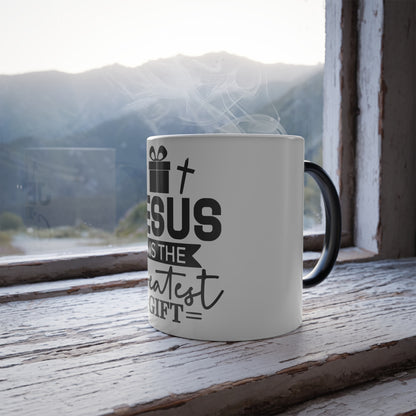 Color‑Changing Mug — "Jesus Is the Greatest Gift" Christian Coffee Cup, 11 oz (Holiday/Christmas Gift)