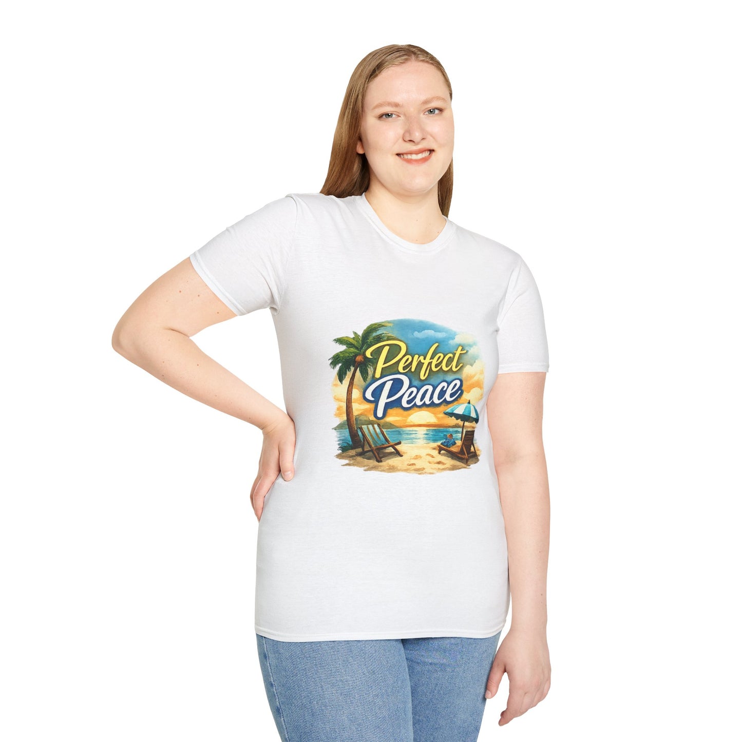 Perfect Peace Beach T-Shirt — Tropical Palm Sunset Graphic Tee