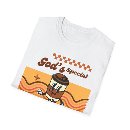 God's Special Blend Unisex Softstyle T-Shirt, Retro Coffee Tee, Fun Gift for Baristas, Casual Wear, Ideal for Birthdays