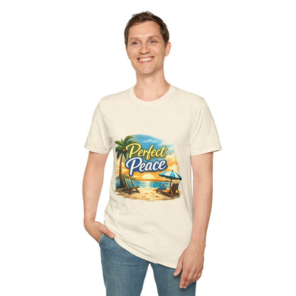 Perfect Peace Beach T-Shirt — Tropical Palm Sunset Graphic Tee