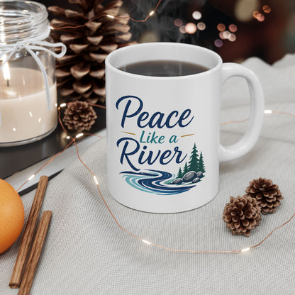 Peaceful River Ceramic Mug — Scenic Nature Coffee Cup (11oz, 15oz)