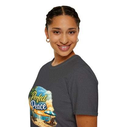 Perfect Peace Beach T-Shirt — Tropical Palm Sunset Graphic Tee