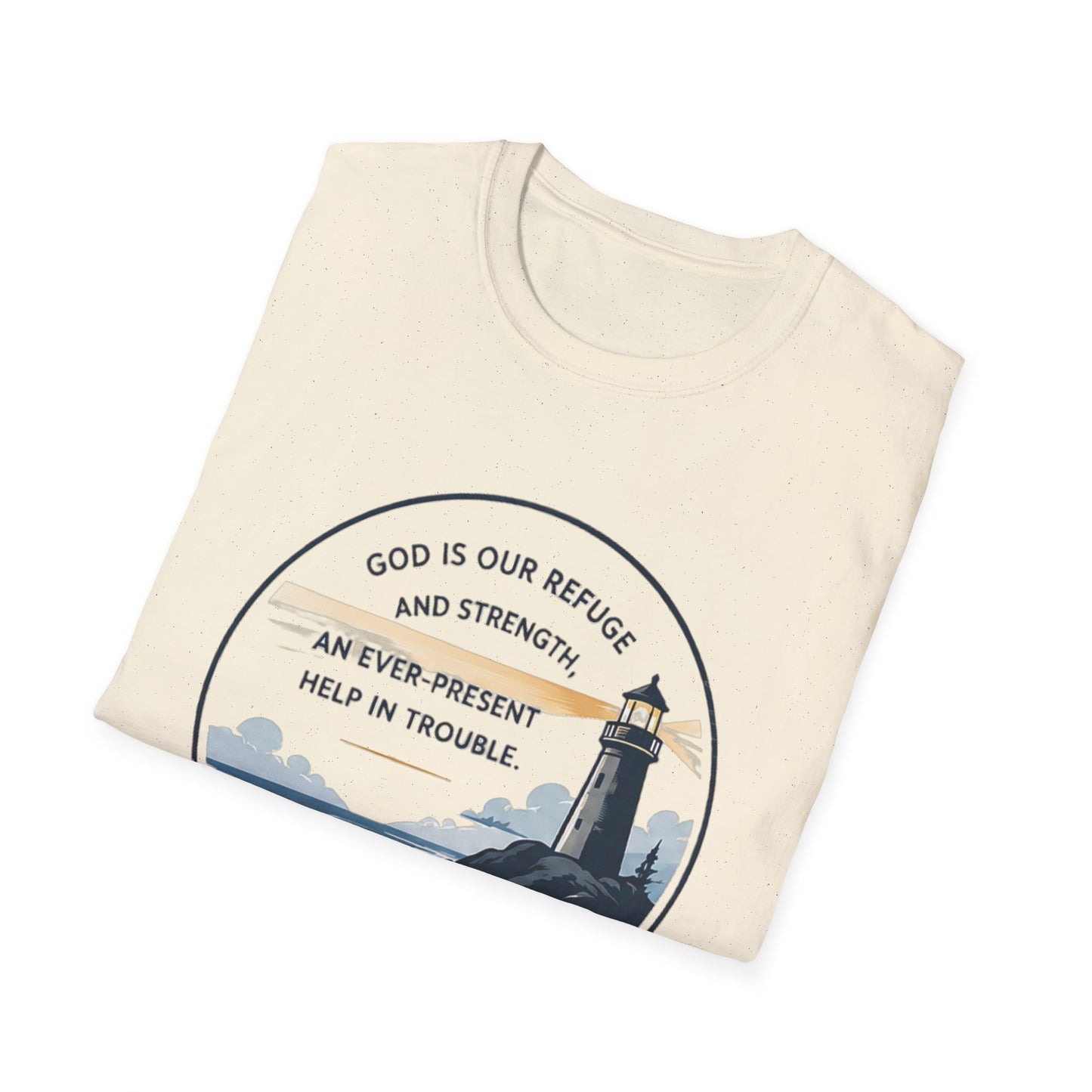 Resilience Lighthouse T-Shirt — Psalm 46:1 Inspirational Christian Tee