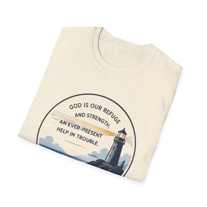 Resilience Lighthouse T-Shirt — Psalm 46:1 Inspirational Christian Tee