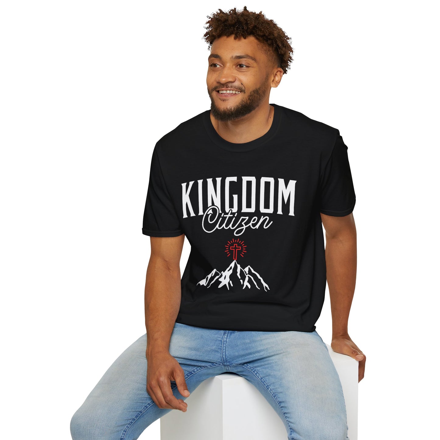 Kingdom Citizen Unisex Softstyle T-Shirt - Faith-Inspired Mountain Design