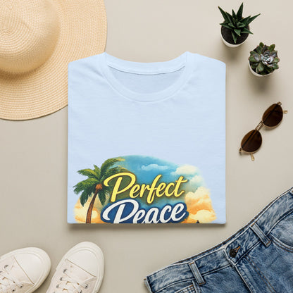 Perfect Peace Beach T-Shirt — Tropical Palm Sunset Graphic Tee