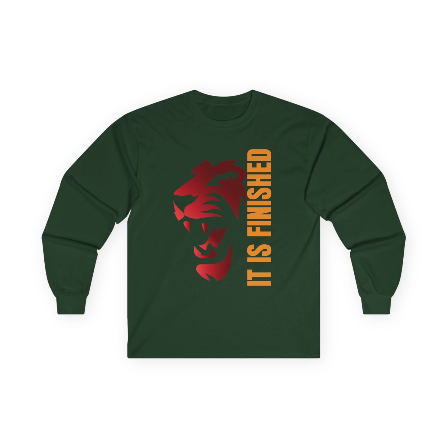 Inspirational Lion Long Sleeve Tee - "It Is Finished"