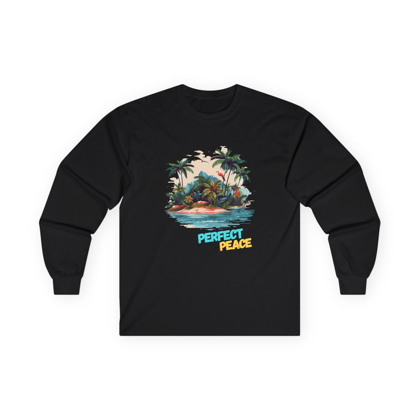 Long Sleeve Tee — Tropical Island 'Perfect Peace' Graphic