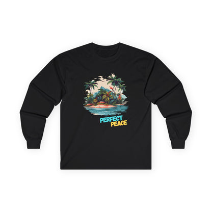 Long Sleeve Tee — Tropical Island 'Perfect Peace' Graphic
