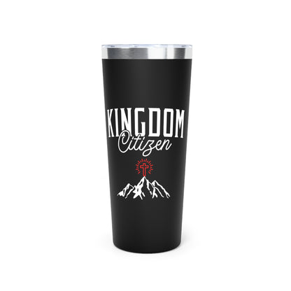 Kingdom Citizen 22oz Copper Vacuum Tumbler – Insulated Travel Cup with Mountain & Cross Design