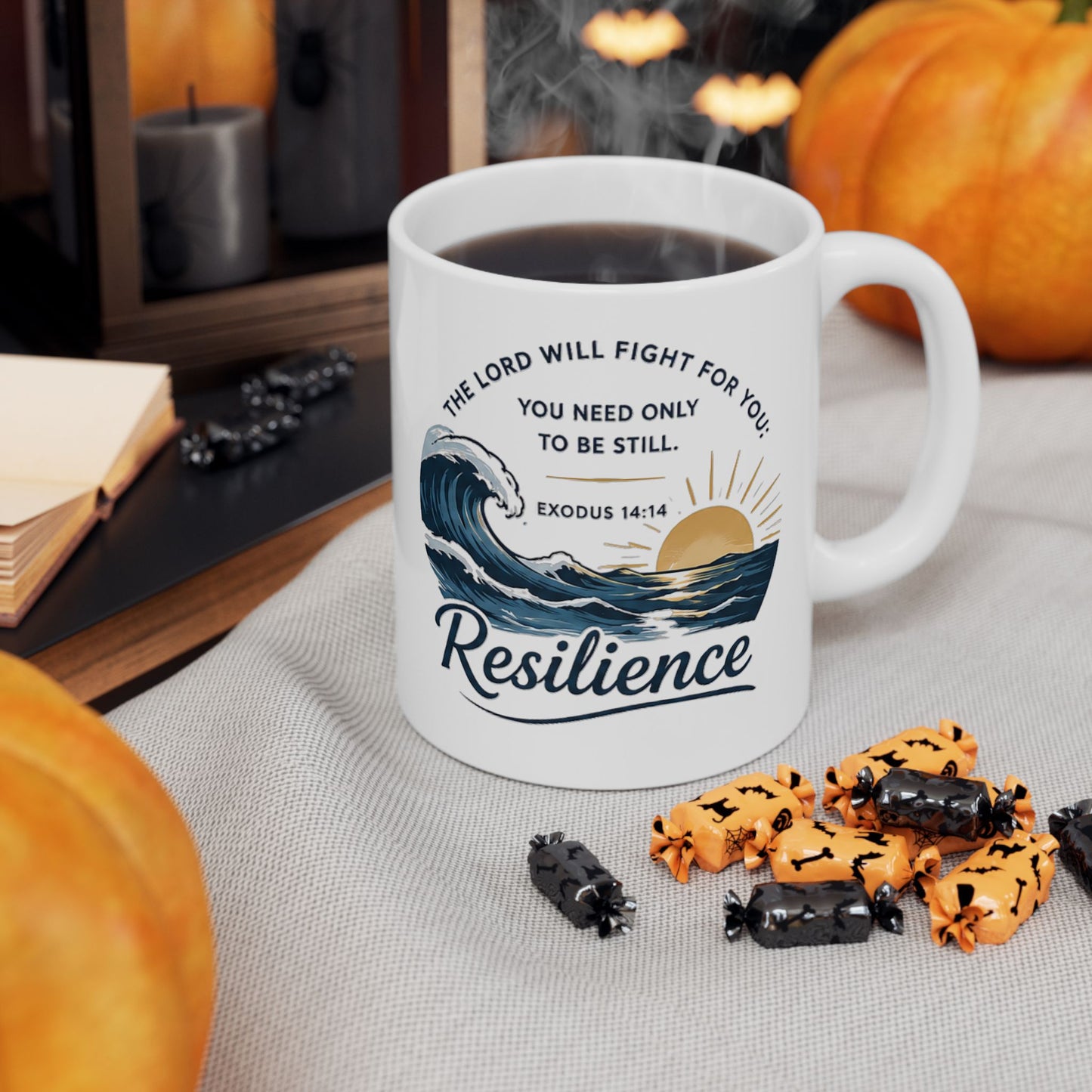 Resilience Ocean Ceramic Mug — Inspirational Sunrise & Wave 11oz/15oz