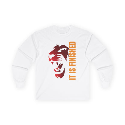 Inspirational Lion Long Sleeve Tee - "It Is Finished"
