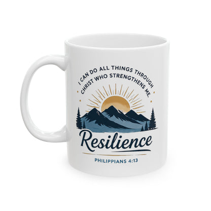 Resilience Mountain Ceramic Mug — Inspirational Camping Coffee Cup (11oz & 15oz)