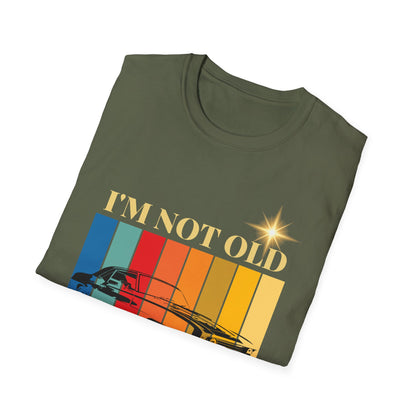 Vintage Muscle Car T‑Shirt — "I’m Not Old, God Made Me A Classic" Retro Stripes
