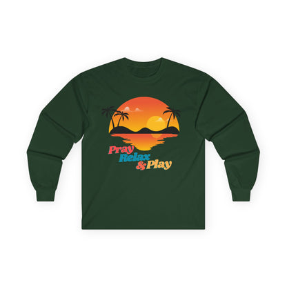 Tropical Long Sleeve Tee - 'Pray, Relax & Play'