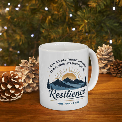 Resilience Mountain Ceramic Mug — Inspirational Camping Coffee Cup (11oz & 15oz)