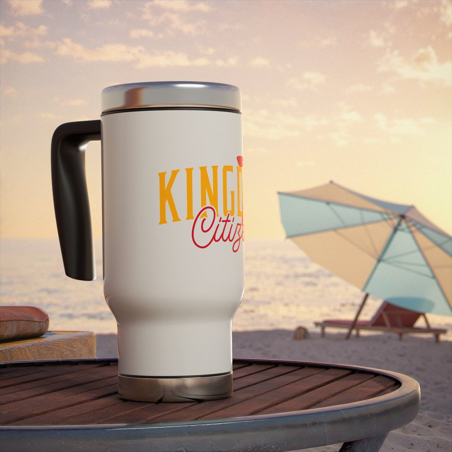 Kingdom Citizen Stainless Steel Travel Mug - 14oz with Handle for Daily Inspiration