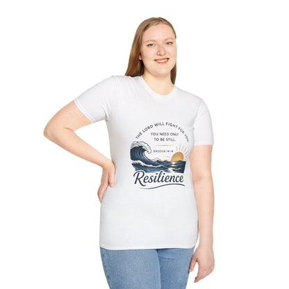 Resilience T-Shirt — "The Lord Will Fight for You" Exodus 14:14 Christian Tee