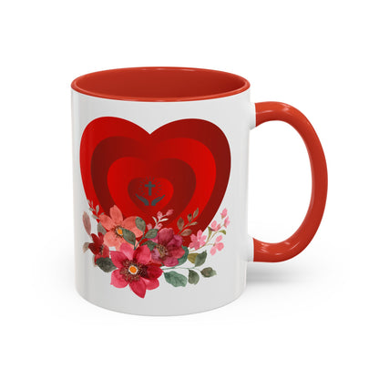 Floral Heart Accent Coffee Mug - Perfect Gift for Valentine's Day & Anniversaries