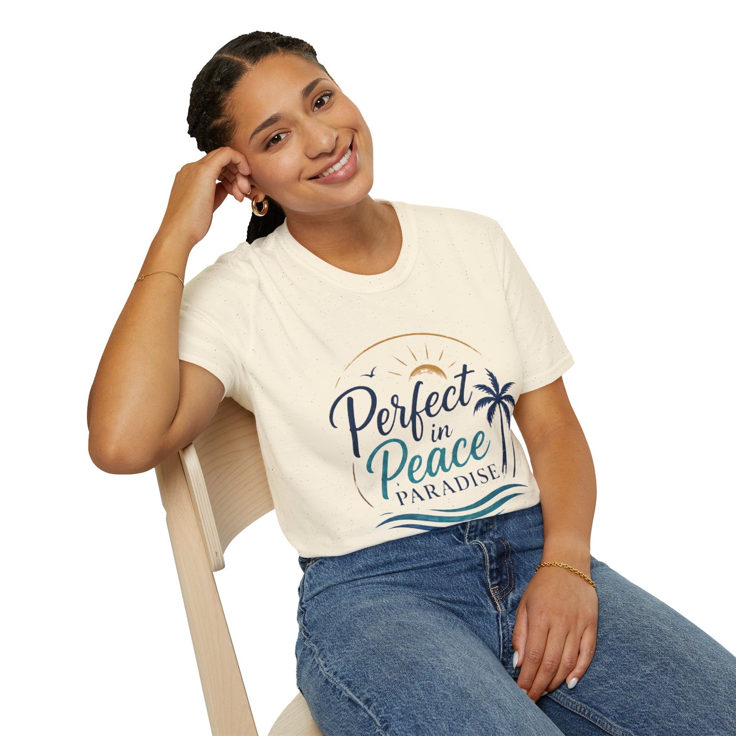 Perfect in Peace Paradise T-Shirt — Beach Palm Sunset Graphic Tee