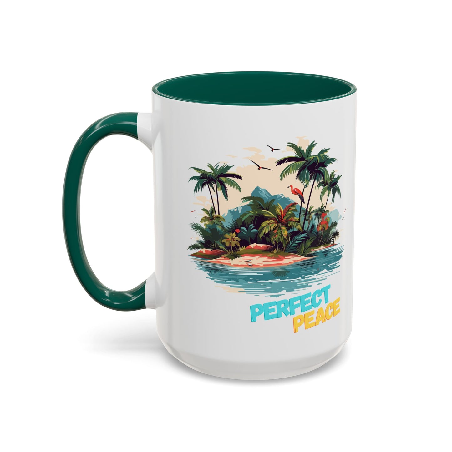 Colorful Tropical Peace Mug, Perfect for Relaxation, Gift for Beach Lovers, Summer Vibes Coffee Cup, 11oz 15oz