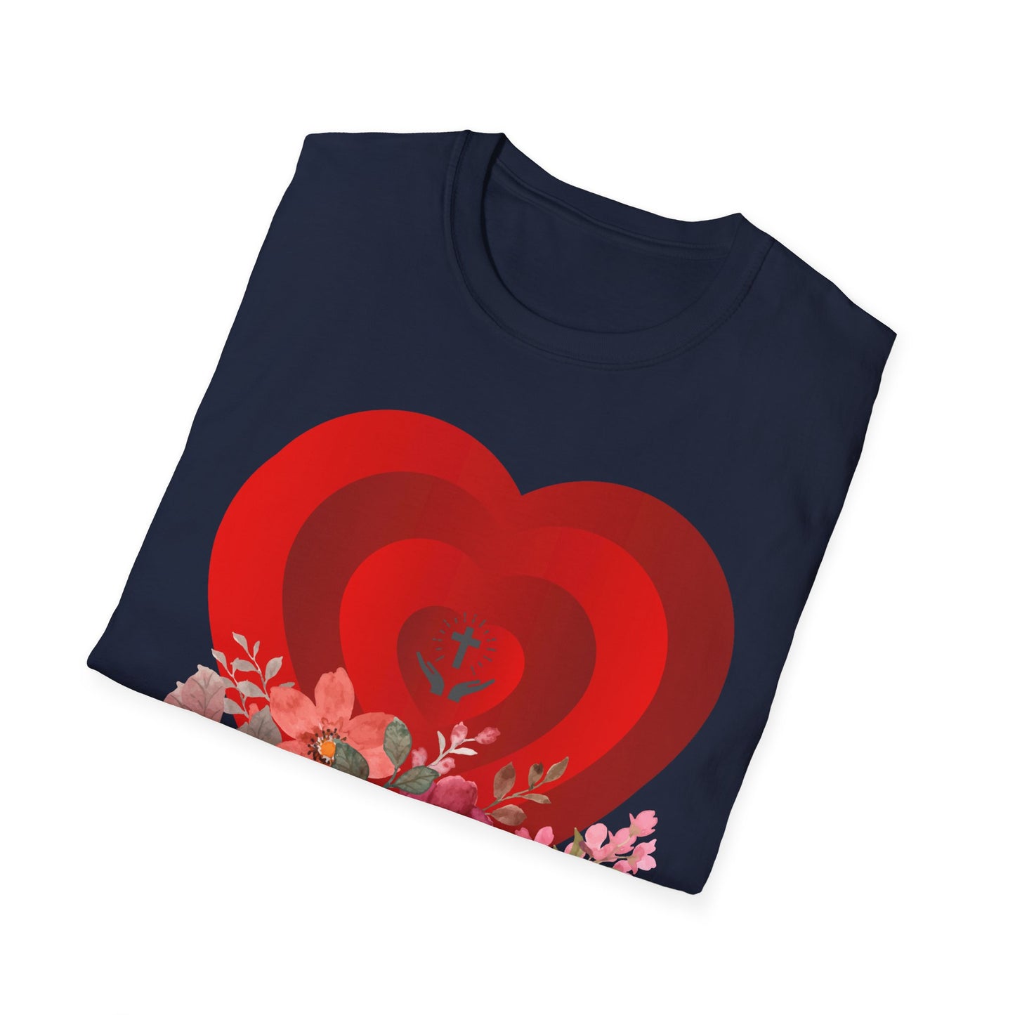 Romantic Floral Heart Unisex Softstyle T-Shirt