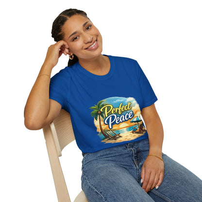 Perfect Peace Beach T-Shirt — Tropical Palm Sunset Graphic Tee
