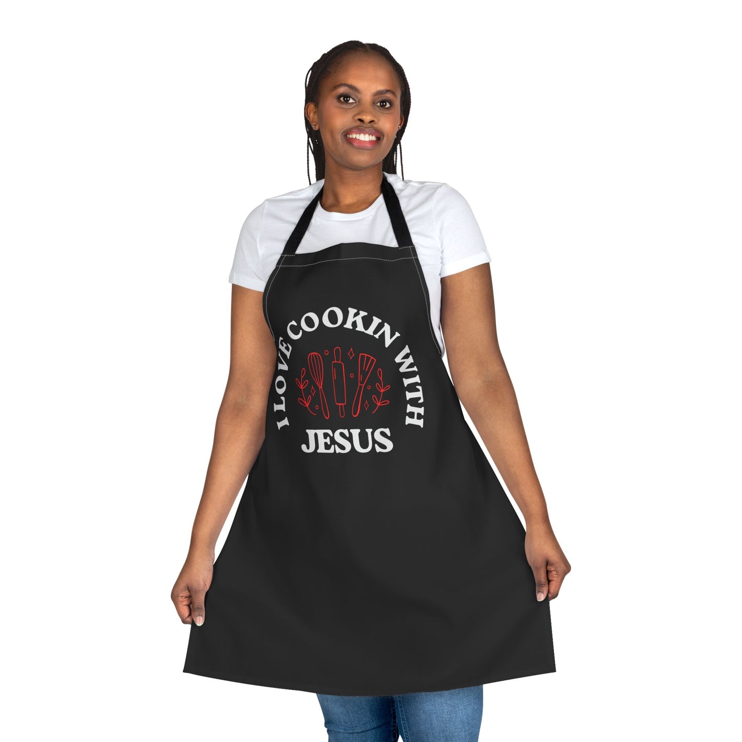 I Love Cookin' with Jesus Apron - 5-Color Straps
