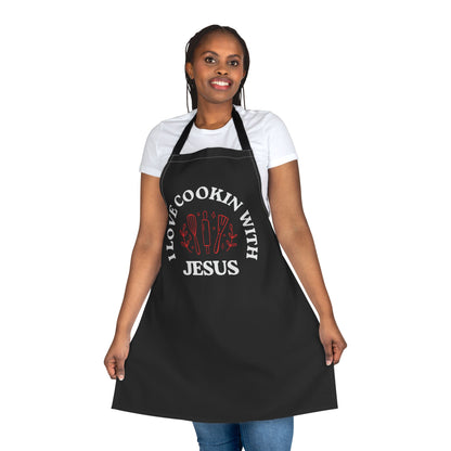 I Love Cookin' with Jesus Apron - 5-Color Straps