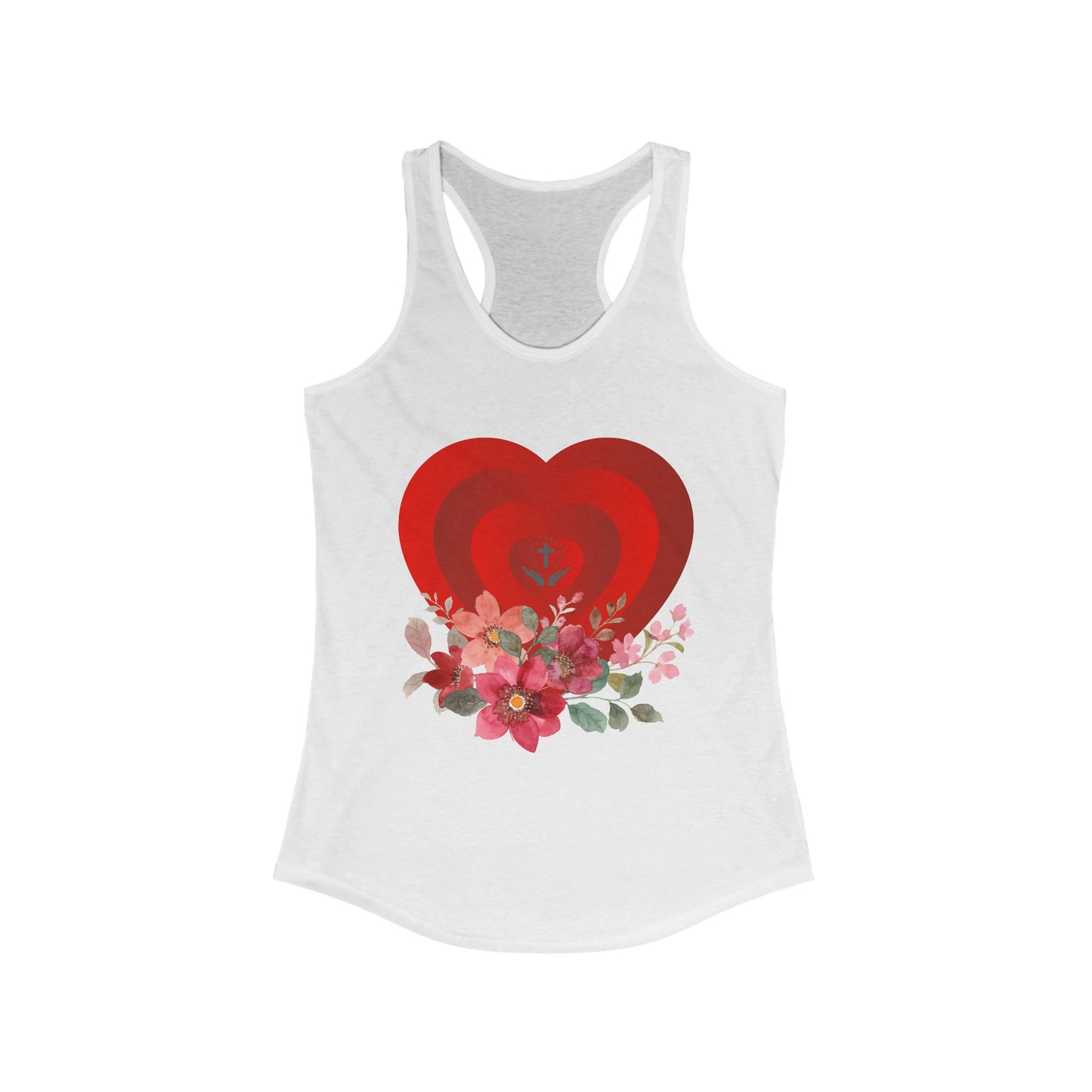 Floral Heart Women's Racerback Tank - Perfect for Summer & Fitness