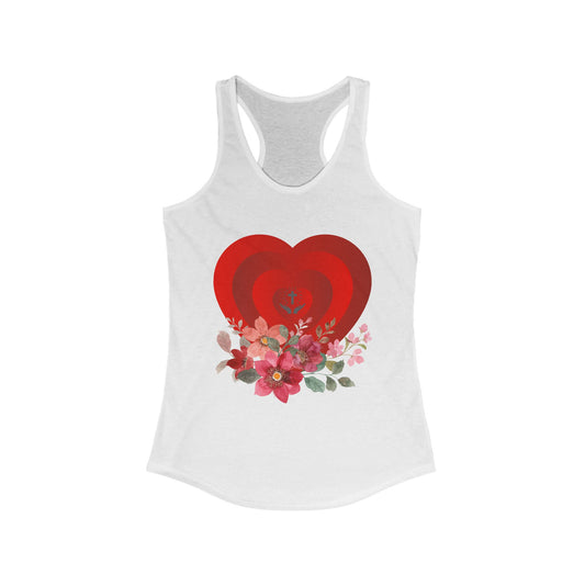 Floral Heart Women's Racerback Tank - Perfect for Summer & Fitness