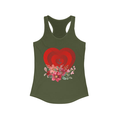 Floral Heart Women's Racerback Tank - Perfect for Summer & Fitness