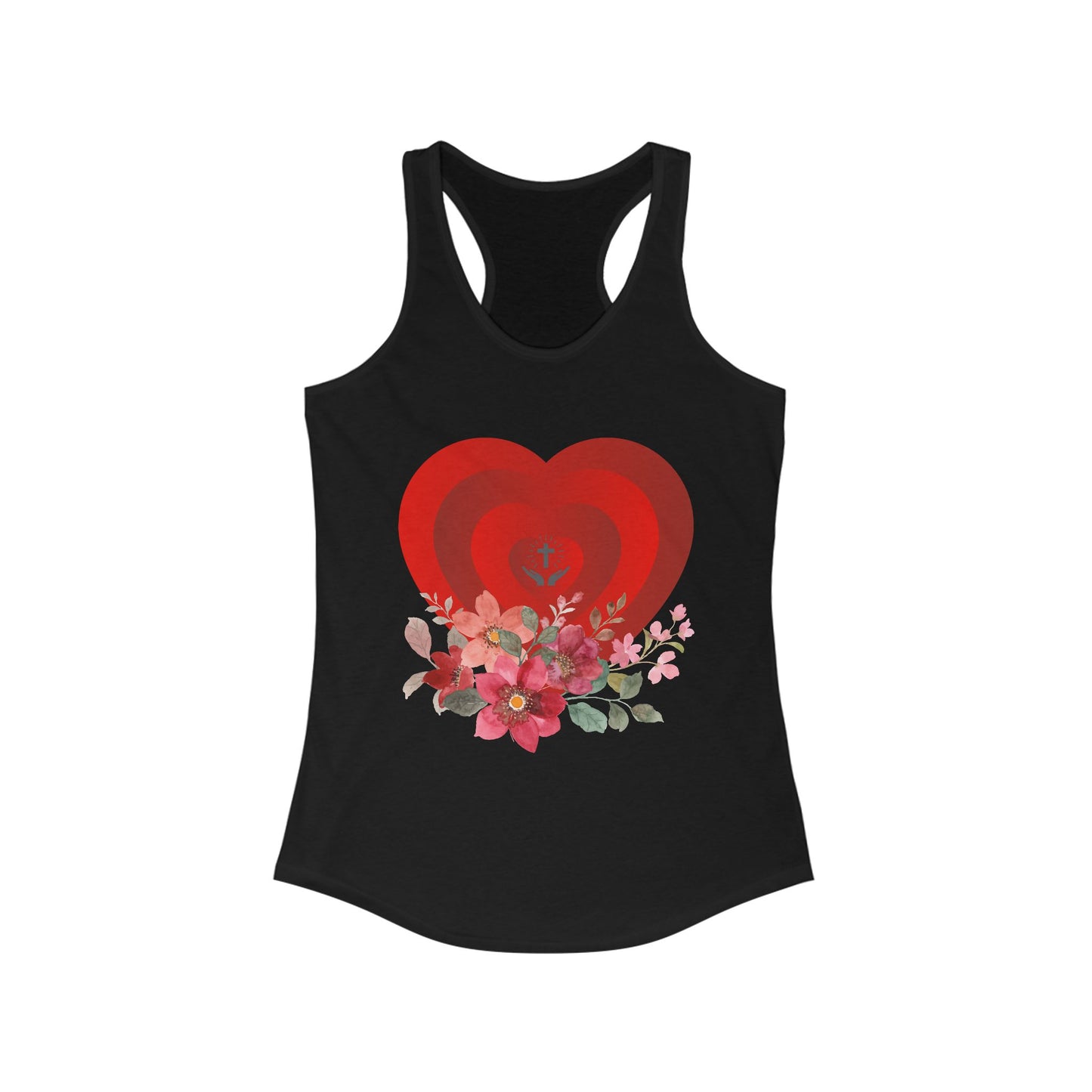Floral Heart Women's Racerback Tank - Perfect for Summer & Fitness